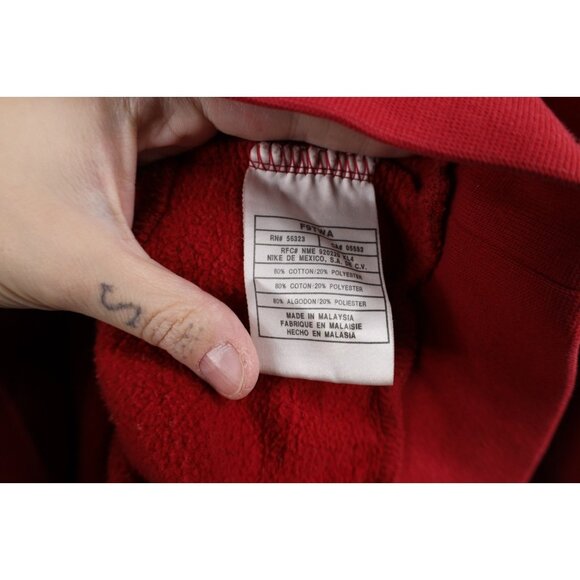 Vtg Nike Mens L Distressed Spell Out Travis Scott Mini Swoosh Sweatshirt Red - Picture 12 of 16
